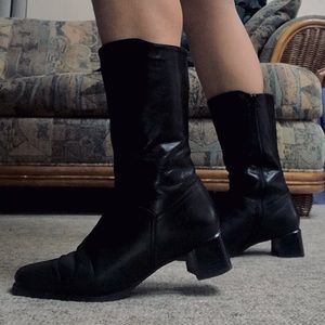 Vintage Ecco Leather Real Fur Boots